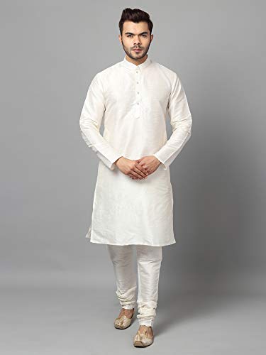 Image of Uri and MacKenzie Men's Silk Blend Kurta Pyjama with Stylish Embroidered Ethnic Jacket