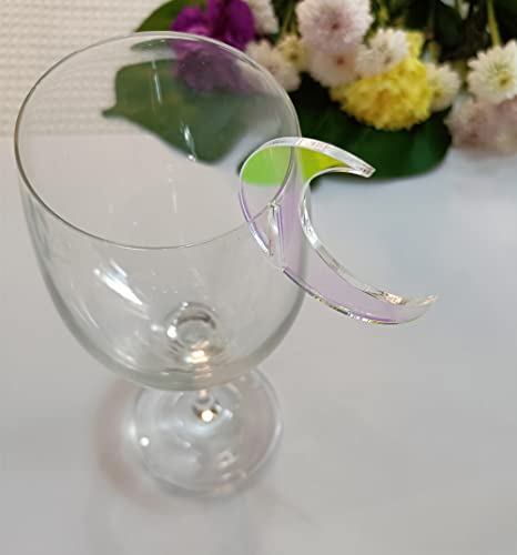 XIAOYUE 20pcs of Acrylic Moon Wine Glass Charms,Rainbow DIY Blank Wine Name Tag,Glass Marker Name Tags