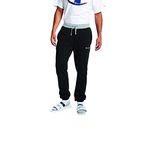 Champion Men's MIDDLEWEIGHT Jogger, Black/Oxford Grey, Large