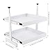 OMGGYER 2 Etagen Kohlenstoffstahl Spülschrank Organizer, Doppelte Schiebeschublade Ausziehbarer Schrank Organizer Küche Bad Unterschrank Organizer, Freie Länge & Höhenverstellung (Weiß)