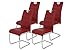 Produktbild 4er Set Schwingstuhl Flora, Kunstleder Bordeaux, Griffmulde, Metallgestell verchromt, 42x57x98 cm