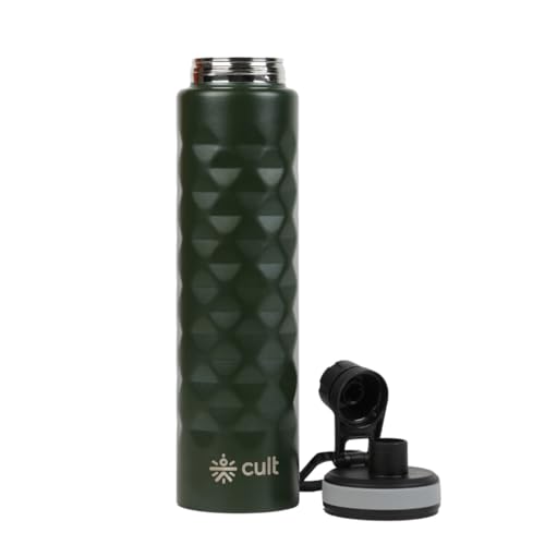 Image of CULT Stainless Steel Water Bottle 1 Litre with Diamond Sports Cap - Durable, Leakproof, Rust-Resistant, Easy to Clean, Lightweight & Portable - Stylish Sage Green Design