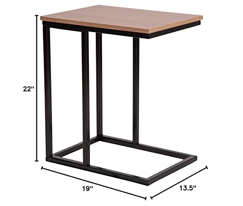 Flash Furniture Aurora Rustic Wood Grain Finish Side Table With Black Metal Cantilever Base #TOP5