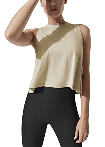 Image of Mippo Crop Tops for Women Womens Workout Tops Flowy Cropped Tank Tops Athletic Shirts