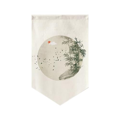Hiseng Rideau de Porte Japonais Court, Rideau de Porte Interieur Style Japonais Noren Rideau Panneau Courts Tapisserie pour Restaurant Décoration (30x50cm,Peinture à l'encre 1)