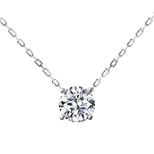 [Diamond Lab] モアサナイト ネックレス レディース 一粒 SV925 人気 プラチナ 0.25ct アズキチェーン [ギフトボックスセット]