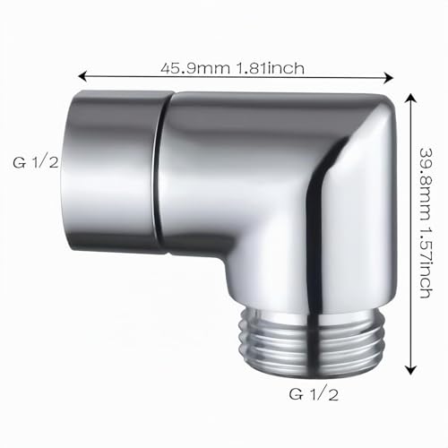 Miniatura 6 de Totalize Adaptador De Codo De Ducha De Latón Macizo De 90 Grados, Conector De Brazo De Extensión De Cabezal De Ducha G1 2 Pulgadas Cromo