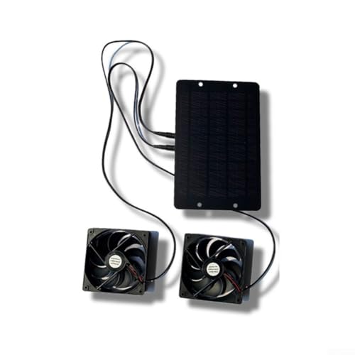 YobiLife Panel solar de 10 W con dos ventiladores para ventilación de jaula de mascotas, sistema compacto que utiliza energía renovable para proporcionar una circulación de aire eficiente en cualquier