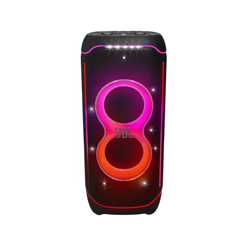 Image of JBL Partybox Ultimate - Multi Purpose Party Speaker, with Wi-fi & Bluetooth Connectivity, Wireless, Lightshow, IPx4 Slashproof, Dual Mic & Guitar Inputs, Handle & Sturdy Wheels, Black