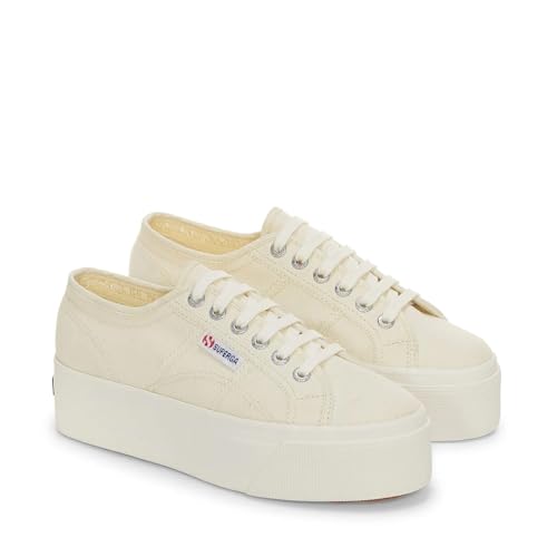 Superga 2790 Platform Sneakers for Men and Women - Iconic Italian Men’s and Women’s Tennis Shoes with Breathable Canvas Upper, Non Slip Rubber Sole, Beige Natural Avorio - 3.5 Men/5 Women2