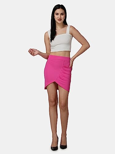 Image of POPWINGS Casual Shimmer Solid Sarong Mini Skirt for Women | Summer Skirt for Women | Mini Skirt for Women