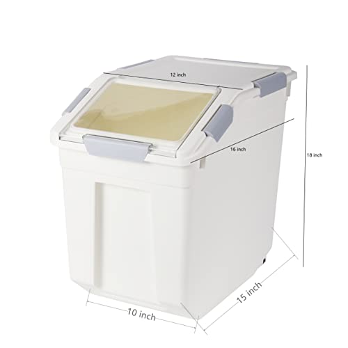 Flour Storage Container 25 lb (‎25 Liters) with Wheels Seal Locking Lid PP Pack-6