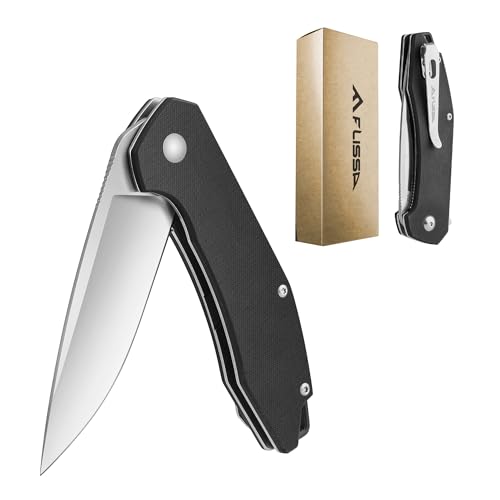 FLISSA Pocket Knife, Folding Tactical Knife with G10 Handle, D2 Blade, Liner Lock, Pocket Clip, EDC Knife for Hiking, Camping, Survival, Indoor and Outdoor Activities(Black)