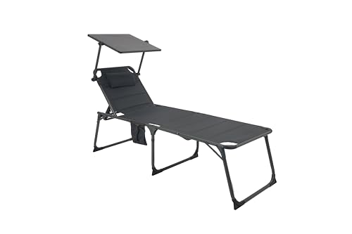 Thumbnail - Technaxx Klappbare Sonnenliege mit 20W Solar-Sonnenschutz TX-275 - Verstellbare Rückenlehne, 120 kg Tragkraft, IP54, USB...