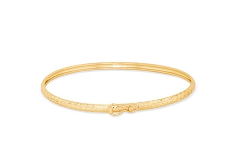 Floreo 10k Yellow Gold 3mm Subtle Stripe Satin Finish Textured Flex Bangle Bracelet3