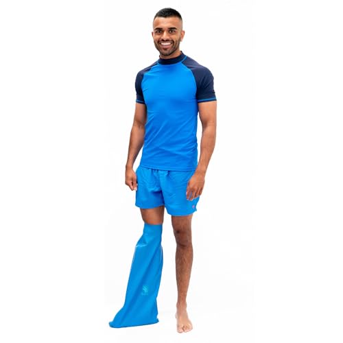 Bloccs Funda impermeable para pierna escayolada, natación, ducha y baño. Protector estanco - #ASL74 - pierna corta para Unisex Adulto Azul