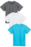 Poroka 3 Pack Boys Rash Guard UPF 50+ Short Sleeve Sun Protection Swim Shirt with Quick Dry Swimwear
