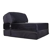 SAPPHIRE Folding Single Z Bed Mattress – 3-in-1 Guest Bed Chair, Fold Out Sofa Bed for Adults & Kids, Portable & Space Saving – Comfortable Foam Lounger Velet (black)