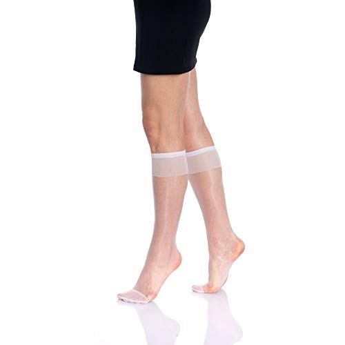 Aws/American Made Sheer Knee High Socks For Women 8 Pairs Trouser Socks Stockings Stretchy Silk Socks (White) #TOP1
