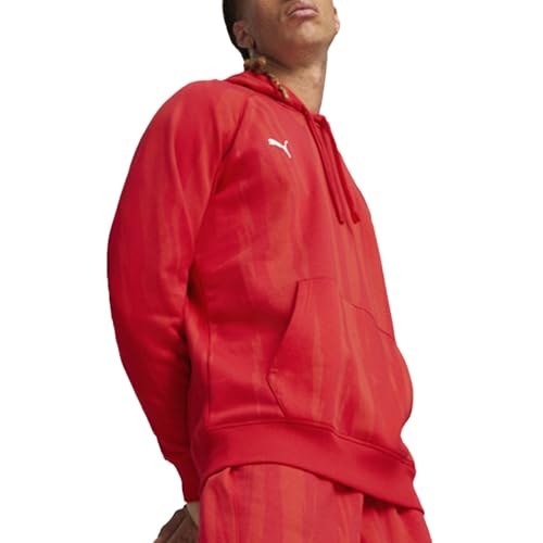 PUMA Mens Scuderia Ferrari Race All Over Print Hoodie Athletic Outerwear Casual Drawstring - Red4