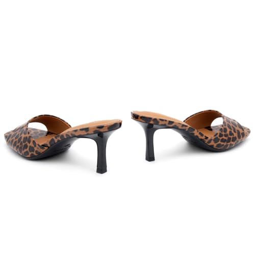 Image of Shoe Land Women's Low Heels Stiletto Heeled Slides, Open Toe One Band Slip-On Heeled Mules - Dressy Heeled Sandals for Prom, Party Wedding and Vacation