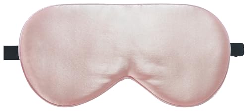 LaCourse 100% Schlafmaske Seide Bio zum Schlafen mit Reisetasche. Beide Seiten aus 19 Momme Seide, Verstellbare Augenmaske Schlafmaske für Frauen, Rosa
