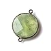 22mm Black Gold Bezeled Prehnite Coin Connector 1 piece