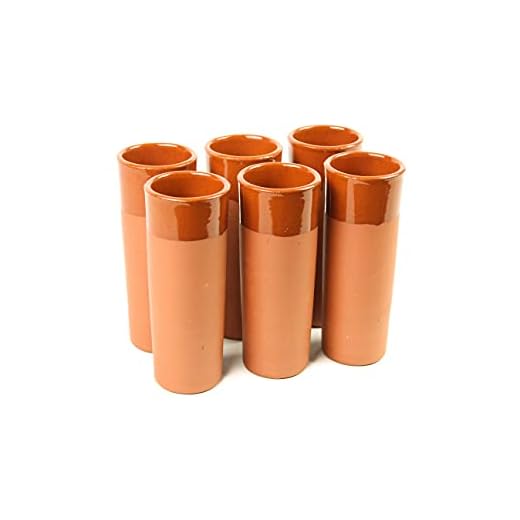 6 VASOS TUBO DE BARRO. CONJUNTO DE 6 VASOS. 300ml