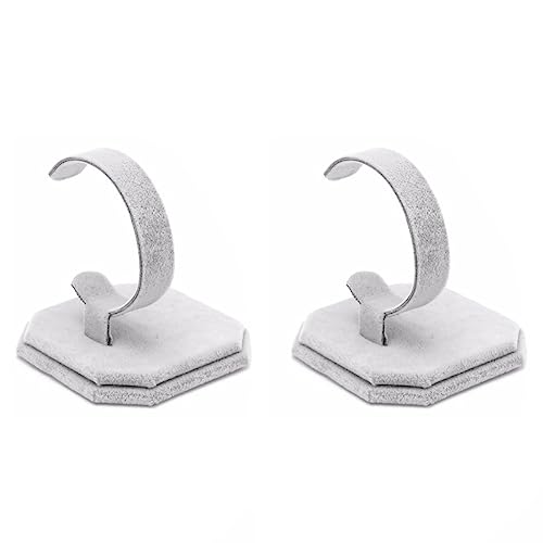 lasenersm 2 Pieces Watch Display Stand Velvet Wrist Watch Display Holder C Type Bracelet Display Rack Bracelet Display Stand Watch Holder Stand Watch Display Rack Jewelry Display Stand, Grey