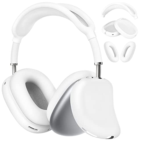 Airspo Airpods Max Case Cover, Silicone Case Cover For Airpods Max Headphones, Anti-Scratch Ear Pad Cover/Headband Cover For Apple Airpods Max, Airpod Max Accessories (White) #TOP15