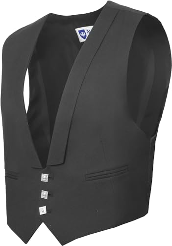 Prince Charlie Black Kilt Waistcoat/Vest - Scottish Elegance for All Your Formal Occasions