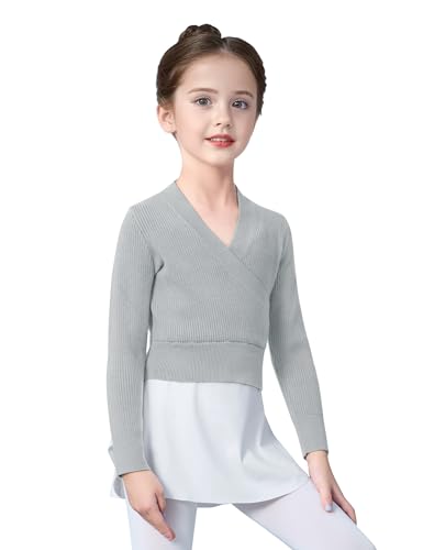 Image of Dance Sweater for Girls Long Sleeve V-Neck Top Sweater for Ballet /Gymnastics /Sports
