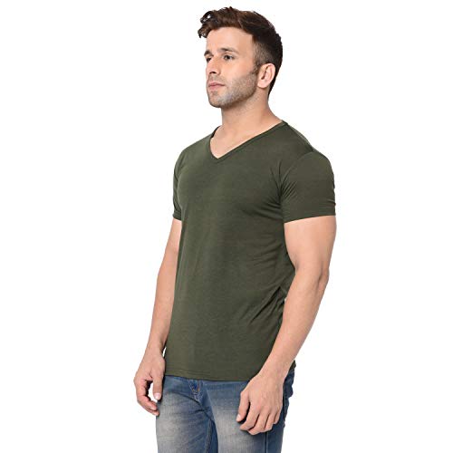 Image of Men's Cotton Blend Half Sleeve V Neck Tshirt