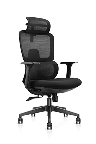 Image of ErgoLab Bravo Office Chair, High Back Ergonomic Mesh Office Chairs with 3 Year Warranty | Computer Chair, Revolving Chair with Cushion Seat and Adjustable Height and 1D Armrests - Bravo Black
