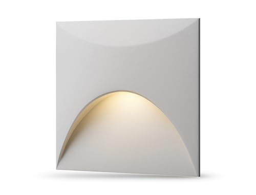 lambado® LED Treppenbeleuchtung für Innen & Aussen | IP65 Wasserschutz | 230V Unterputz Treppenlicht 3W Warmweiss | Wandeinbauleuchte für Treppen | Treppenstufenbeleuchtung
