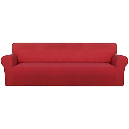 PureFit Stretch Couch Covers for Sofa 4 Seater Slipcovers Red