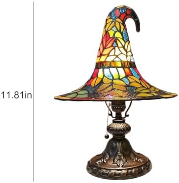 Stained Glass Witch Hat Lamp, Retro Resin Gothic Witch Hat Night Light - 4