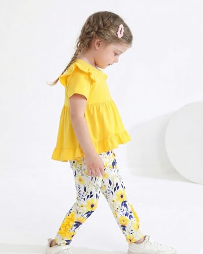 Image of Weebaby Baby Girl Clothes Infant Toddler Girl Clothing Ruffle Shirt High Low Top Floral Allover Pant Little Girls Clothes