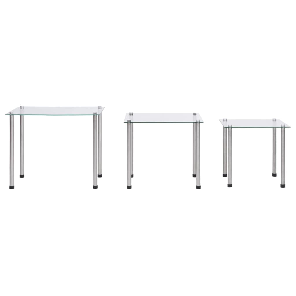 vidaXL Satztisch Beistelltisch Couchtisch Kaffeetisch Sofatisch Wohnzimmertisch Glastisch Teetisch Tisch 3-TLG. Transparent Hartglas