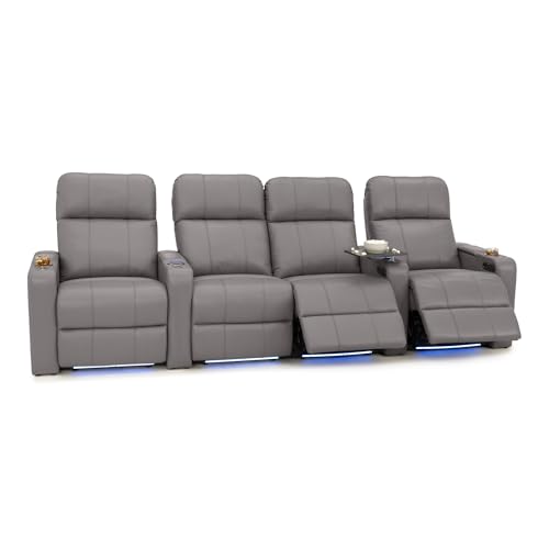 Image of Seatcraft Monterey Home Theater Seating Gray Row of 4 Middle Loveseat