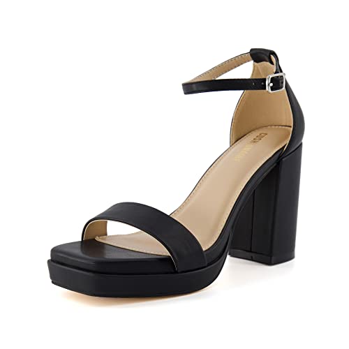 CUSHIONAIRE Women's Grammy one band block heel platform sandal +Memory Foam, Wide Widths Available