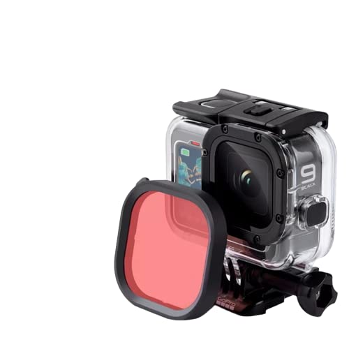 Filtro de lente compatible con GoPro HERO 9 10 Black Super Suit carcasa original, protector de lente de cámara para esnórquel, buceo, polarizador submarino, filtro de cámara (rosado) Cover