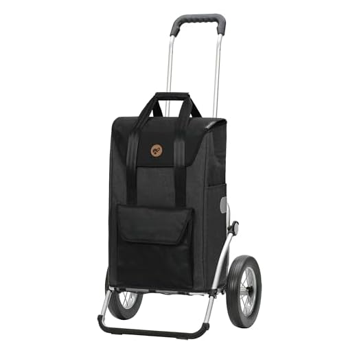 Andersen shoppingvagn kunglig med väska Senta svart, volym 49L, aluminiumram och metallekrade hjul