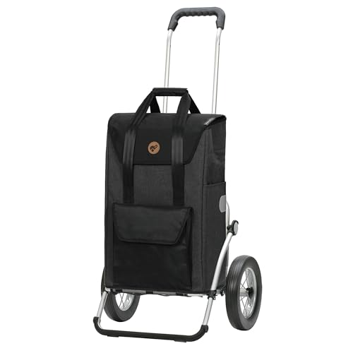 Andersen Einkaufstrolley Royal mit Metallspeichenrad und Einkaufstasche Senta schwarz 49 Liter