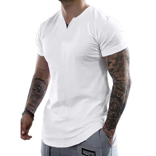 Mens Henley Shirts Short Sleeve Summer Casual V Neck Cotton Tee Shirts