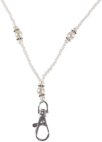 Dealikee Fashion Lanyard, MELIFE Lanyard Necklace with Magnetic Break Away Clasp Key Ring for Keys, Phone, ID Badge Holder Pearl Beaded Chain