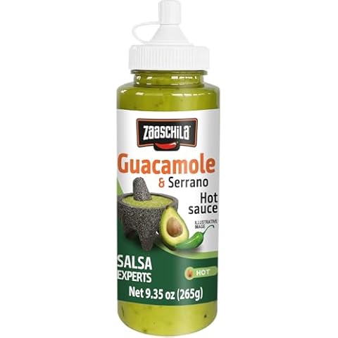Zaaschila Guacamole & Serrano Sauce - 9.35oz (265g) - Creamy & Spicy Flavor, Perfect for Tacos, Chips, and Dips Cover