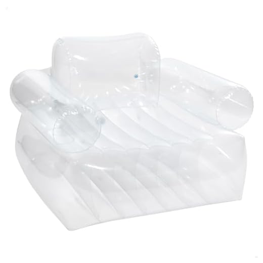 Intex 66502 Sillón Hinchable, Transparente, Con Reposa Brazos, Muebles Hinchables, Medidas 109X107X79 Cm, Cómodo Capacidad Para 1 Persona, Peso Máx. 100 Kg, Fácil De Hinchar, Portátil