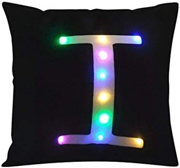 ZUODU Creative LED Colorful Lighting Velvet Letter Cushion Cover Pillow Cover Bar Use Party Use Festival Use Gift Use18x18 or 45cm x 45cm 1pc (A)