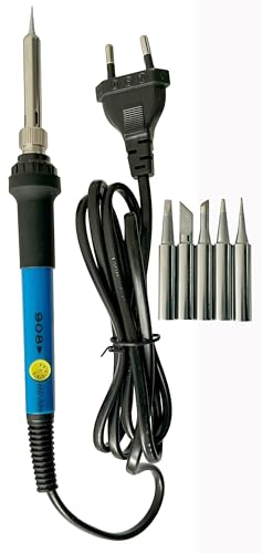 Image of INDITRUST New Complete Kit of Soldering Iron with adjustable temp and 5X Bits of different shapes 60W Temperature Controlled (Round Tip)